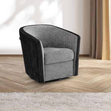 Fauteuil cabriolet pivotant 360° bicolore gris foncé et gris carbone - GINKOR