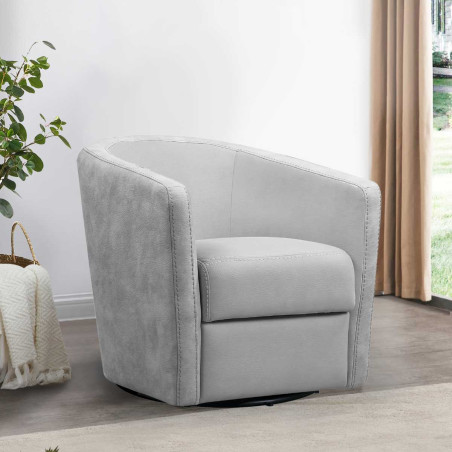 Fauteuil cabriolet pivotant 360° tissu micro peau gris clair - GINKOR