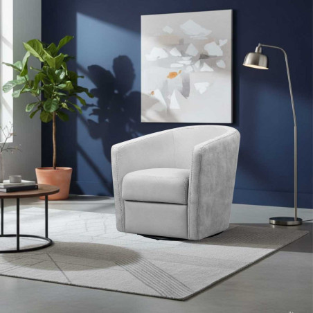 Fauteuil cabriolet pivotant 360° tissu micro peau gris clair - GINKOR