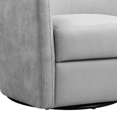 Fauteuil cabriolet pivotant 360° tissu micro peau gris clair - GINKOR