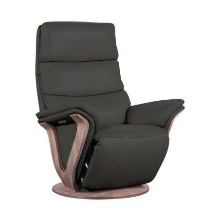 Fauteuil relax électrique pivotant bi-moteur cuir/pvc gris clair - HOLY