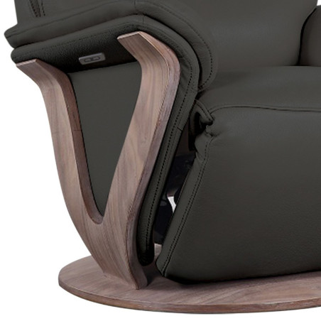 Fauteuil relax électrique pivotant bi-moteur cuir/pvc gris clair - HOLY