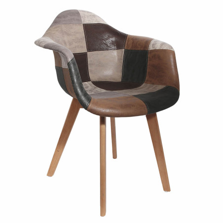 Lot de 2 Fauteuils Scandinaves Aspect Vieux Cuir - MERON