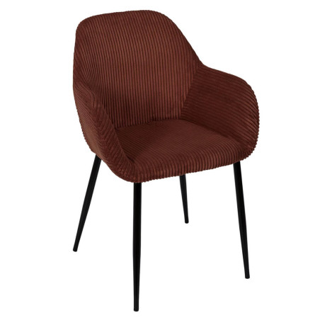 Lot de 2 fauteuils de table terracotta en velours côtelé - AMORA