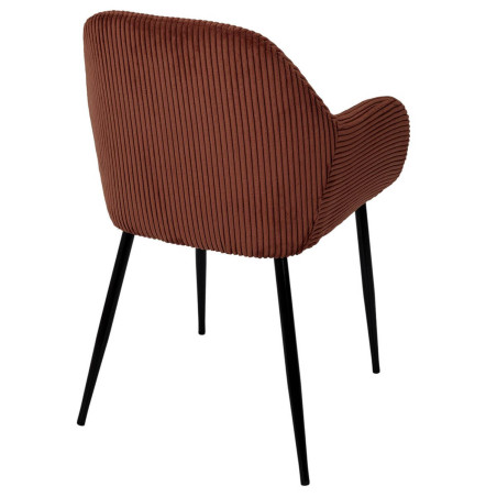 Lot de 2 fauteuils de table terracotta en velours côtelé - AMORA