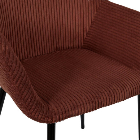 Lot de 2 fauteuils de table terracotta en velours côtelé - AMORA