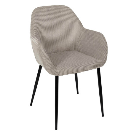 Lot de 2 fauteuils de table en velours côtelé taupe - AMORA