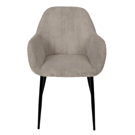 Lot de 2 fauteuils de table en velours côtelé taupe - AMORA
