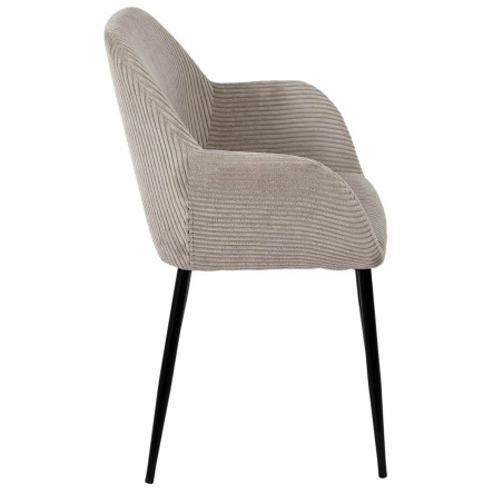 Lot de 2 fauteuils de table en velours côtelé taupe - AMORA