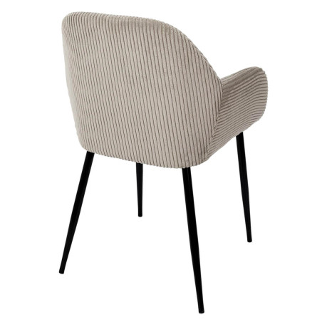 Lot de 2 fauteuils de table en velours côtelé taupe - AMORA