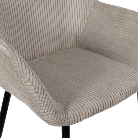 Lot de 2 fauteuils de table en velours côtelé taupe - AMORA