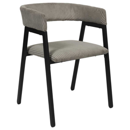 Lot de 2 fauteuils de table en métal et velours côtelé taupe - AMORA