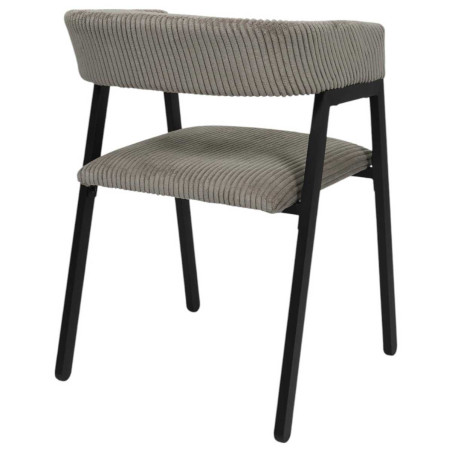 Lot de 2 fauteuils de table en métal et velours côtelé taupe - AMORA