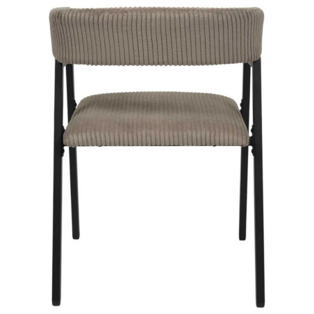 Lot de 2 fauteuils de table en métal et velours côtelé taupe - AMORA