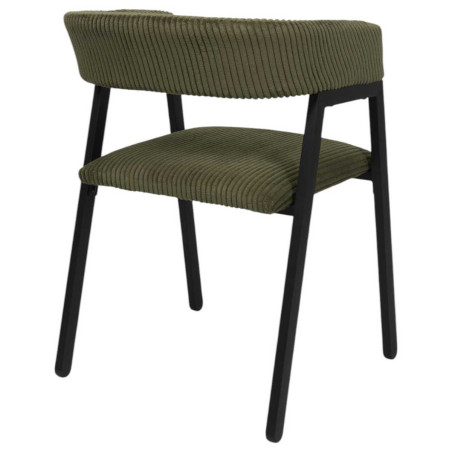 Lot de 2 fauteuils de table en métal et velours côtelé coloris vert - AMORA
