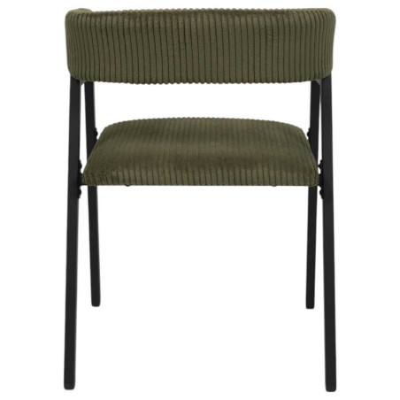 Lot de 2 fauteuils de table en métal et velours côtelé coloris vert - AMORA