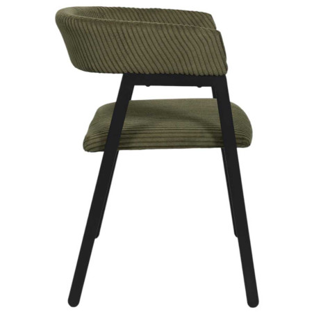 Lot de 2 fauteuils de table en métal et velours côtelé coloris vert - AMORA