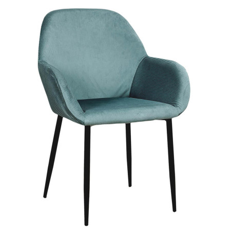 Lot de 2 Fauteuils Velours Côtelé Bleu Canard - ALESIA