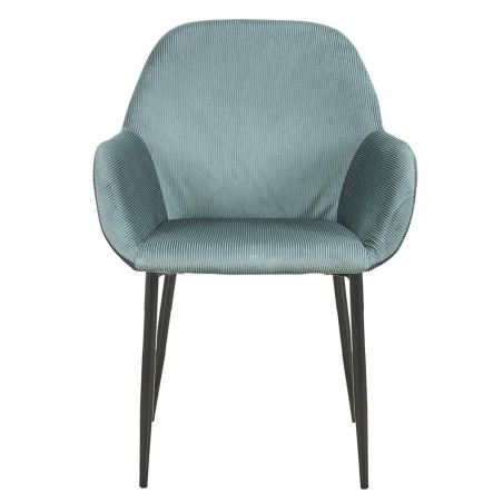 Lot de 2 Fauteuils Velours Côtelé Bleu Canard - ALESIA