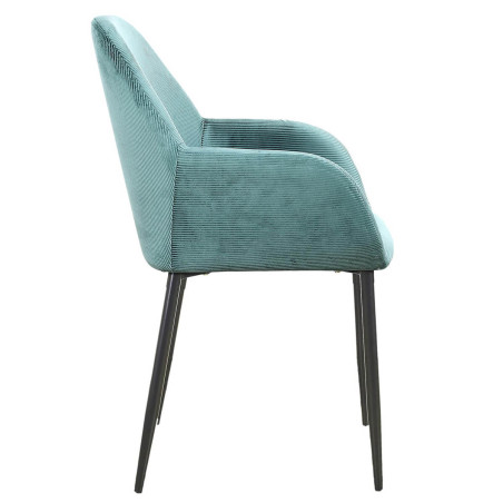 Lot de 2 Fauteuils Velours Côtelé Bleu Canard - ALESIA