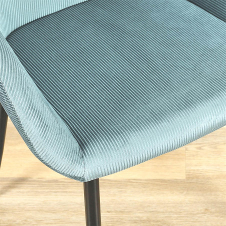 Lot de 2 Fauteuils Velours Côtelé Bleu Canard - ALESIA