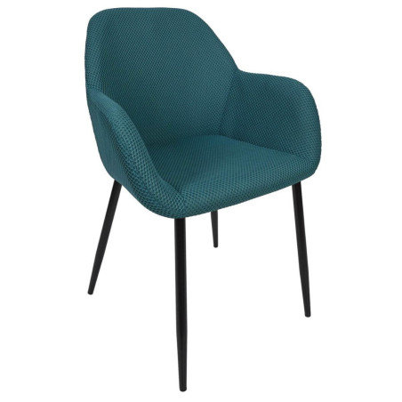 Lot de 2 fauteuils de table en tissu texturé maille 3D bleu - DETROY