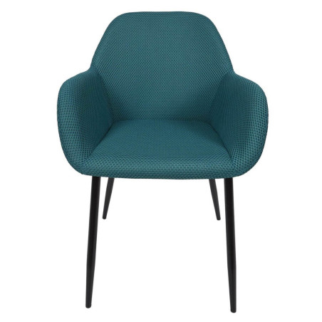 Lot de 2 fauteuils de table en tissu texturé maille 3D bleu - DETROY