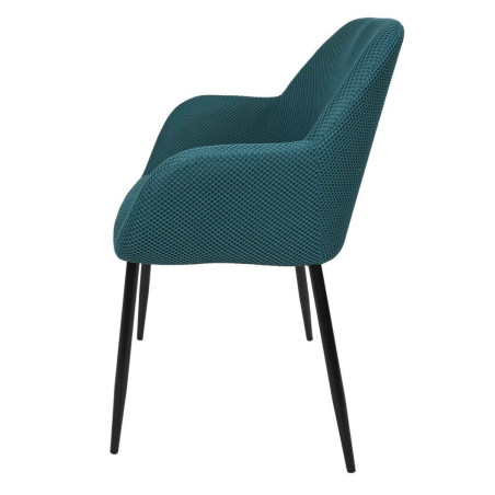 Lot de 2 fauteuils de table en tissu texturé maille 3D bleu - DETROY