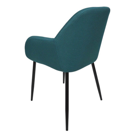 Lot de 2 fauteuils de table en tissu texturé maille 3D bleu - DETROY
