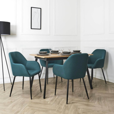 Lot de 2 fauteuils de table en tissu texturé maille 3D bleu - DETROY