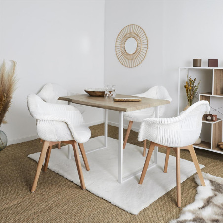 Lot de 2 fauteuils imitation laine patchwork blanc - ROREN