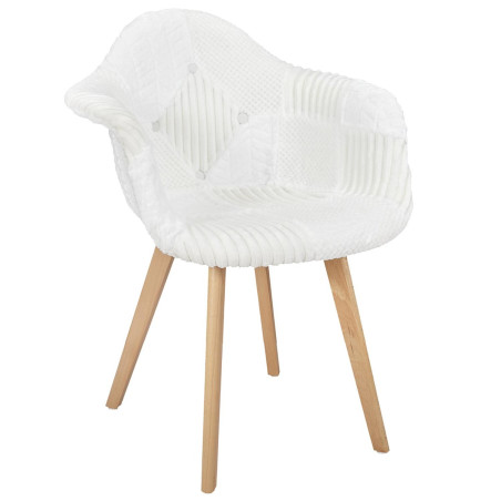 Lot de 2 fauteuils imitation laine patchwork blanc - ROREN