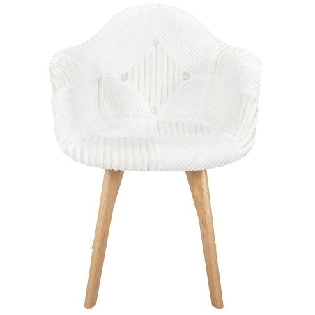 Lot de 2 fauteuils imitation laine patchwork blanc - ROREN
