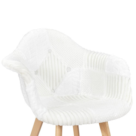 Lot de 2 fauteuils imitation laine patchwork blanc - ROREN