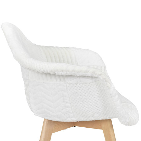 Lot de 2 fauteuils imitation laine patchwork blanc - ROREN