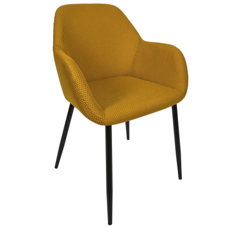 Lot de 2 fauteuils de table en tissu texturé maille 3D jaune - DETROY