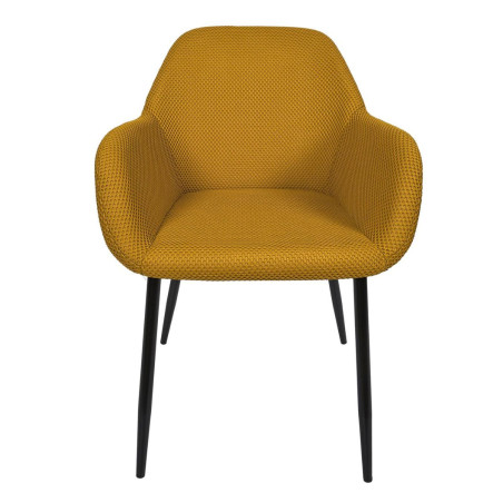 Lot de 2 fauteuils de table en tissu texturé maille 3D jaune - DETROY