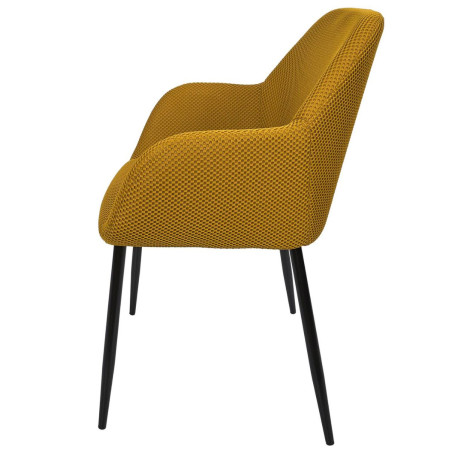 Lot de 2 fauteuils de table en tissu texturé maille 3D jaune - DETROY