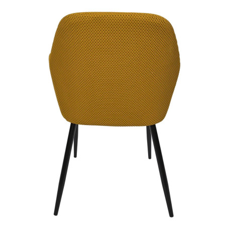Lot de 2 fauteuils de table en tissu texturé maille 3D jaune - DETROY