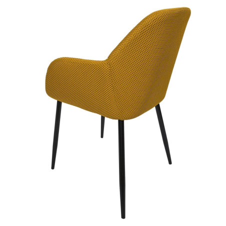Lot de 2 fauteuils de table en tissu texturé maille 3D jaune - DETROY