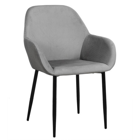 Lot de 2 fauteuils velours côtelé gris - ALESIA