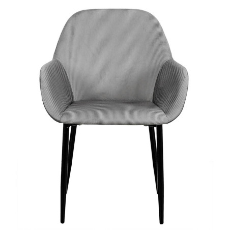 Lot de 2 fauteuils velours côtelé gris - ALESIA