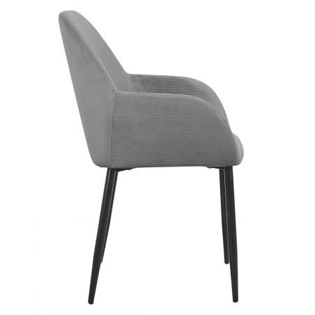 Lot de 2 fauteuils velours côtelé gris - ALESIA