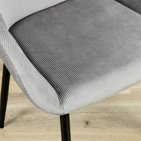 Lot de 2 fauteuils velours côtelé gris - ALESIA