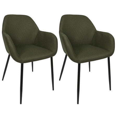 Lot de 2 fauteuils de table en tissu texturé maille 3D kaki - DETROY