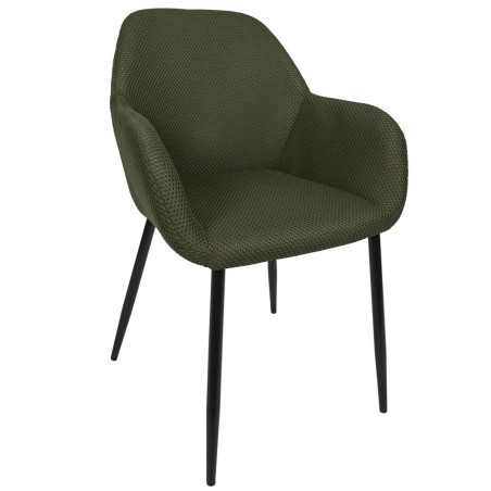 Lot de 2 fauteuils de table en tissu texturé maille 3D kaki - DETROY