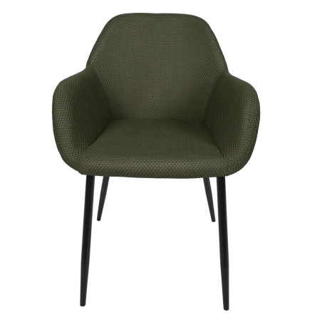 Lot de 2 fauteuils de table en tissu texturé maille 3D kaki - DETROY