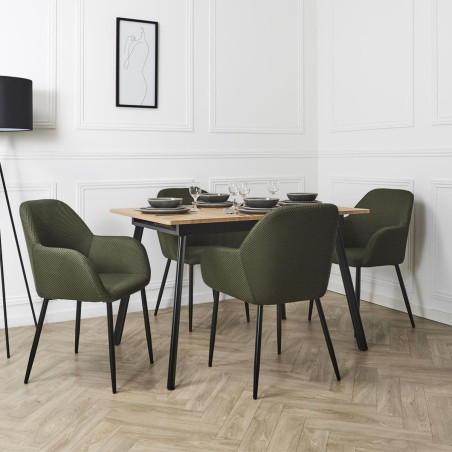 Lot de 2 fauteuils de table en tissu texturé maille 3D kaki - DETROY