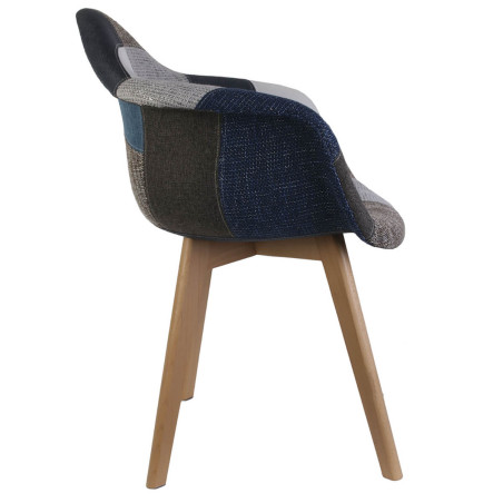 Lot de 2 fauteuils patchwork bleu et gris - DAMIER