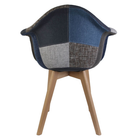 Lot de 2 fauteuils patchwork bleu et gris - DAMIER